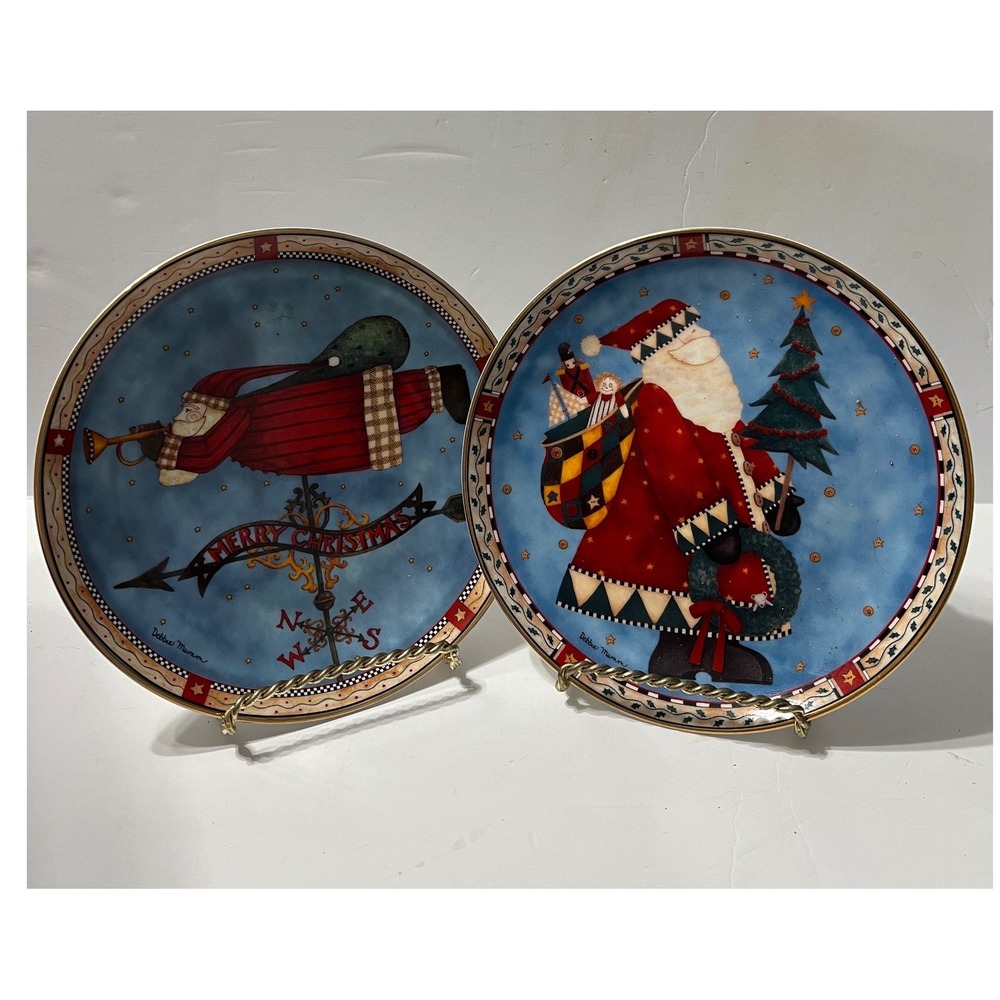 Royal Doulton Debbie Mumm Christmas Collector Plates Set 2 Santa Limited Edition